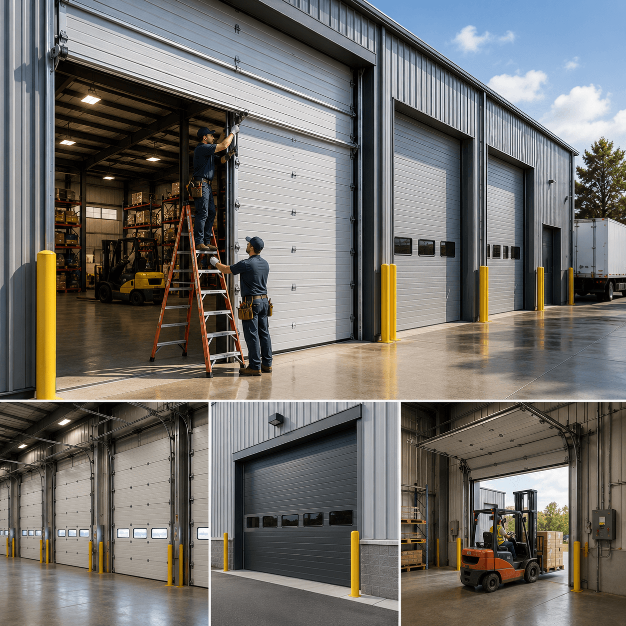 Commercial garage door installation and warehouse loading area