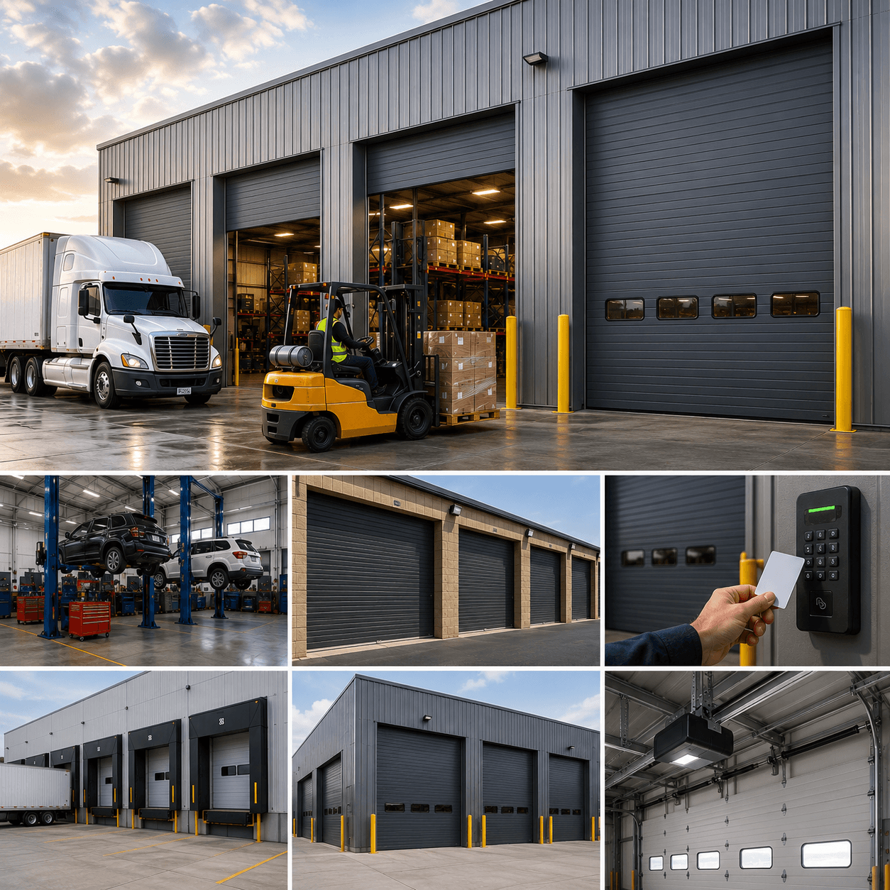 Commercial garage doors for warehouses, service centers and storage facilities