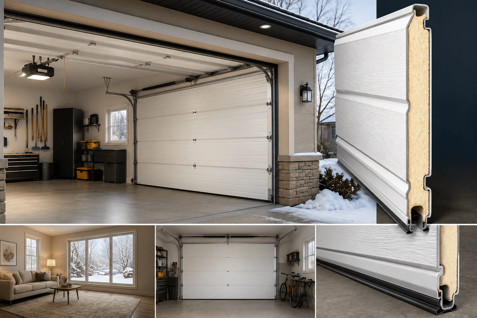Insulated garage door installation with energy-efficient insulated panels