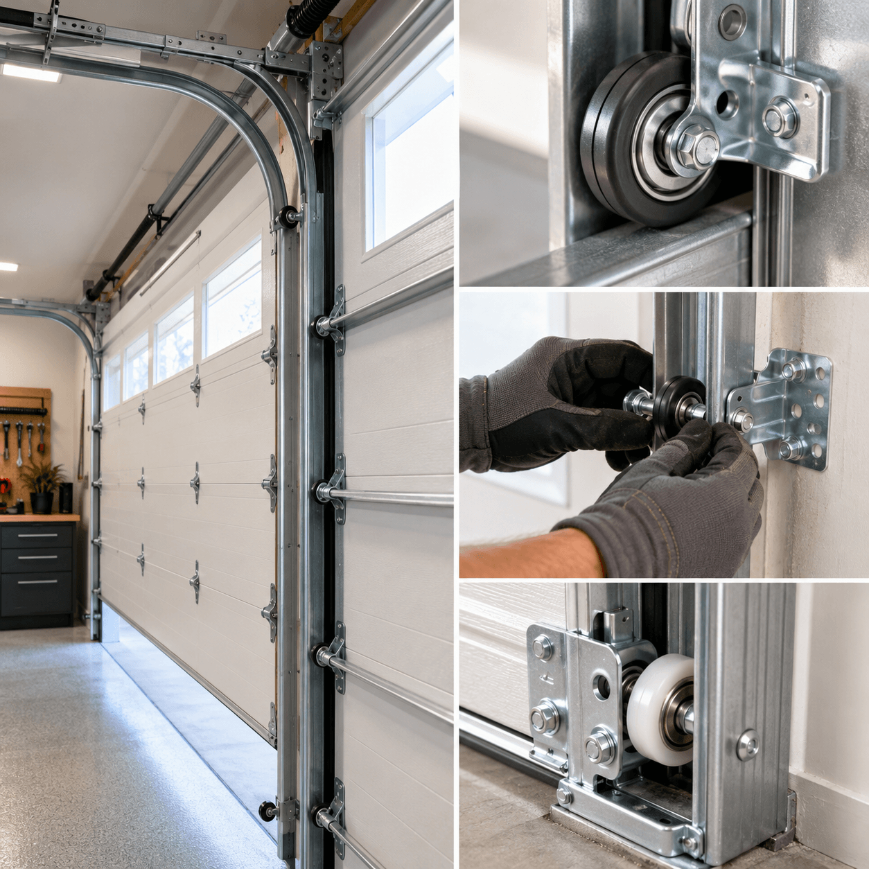 Garage door rollers, tracks, brackets and roller replacement service